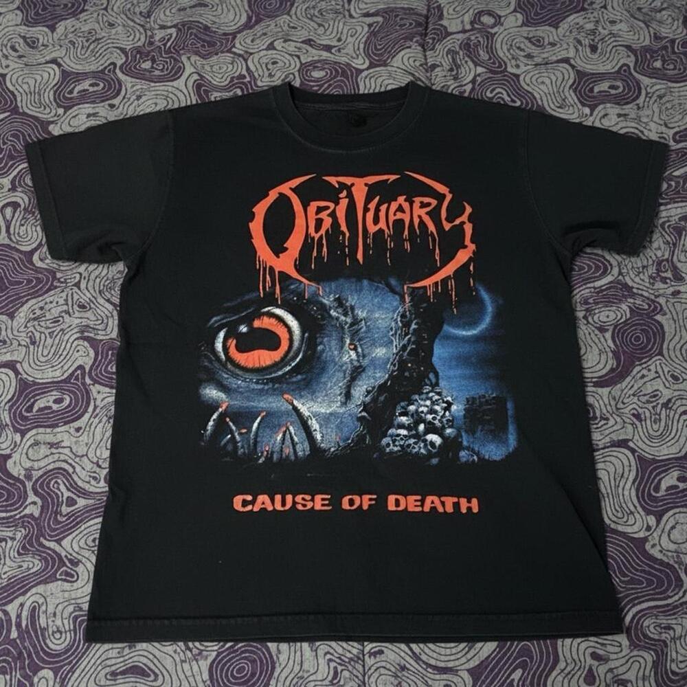 Obituary Cause Of Death Black Cotton T-Shirt